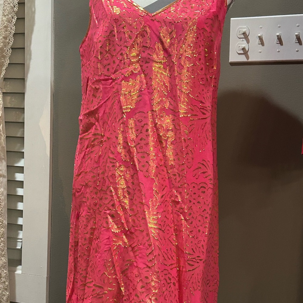 Lilly Pulitzer Lela Dress Coral Reef Pineapple Clip Chiffon